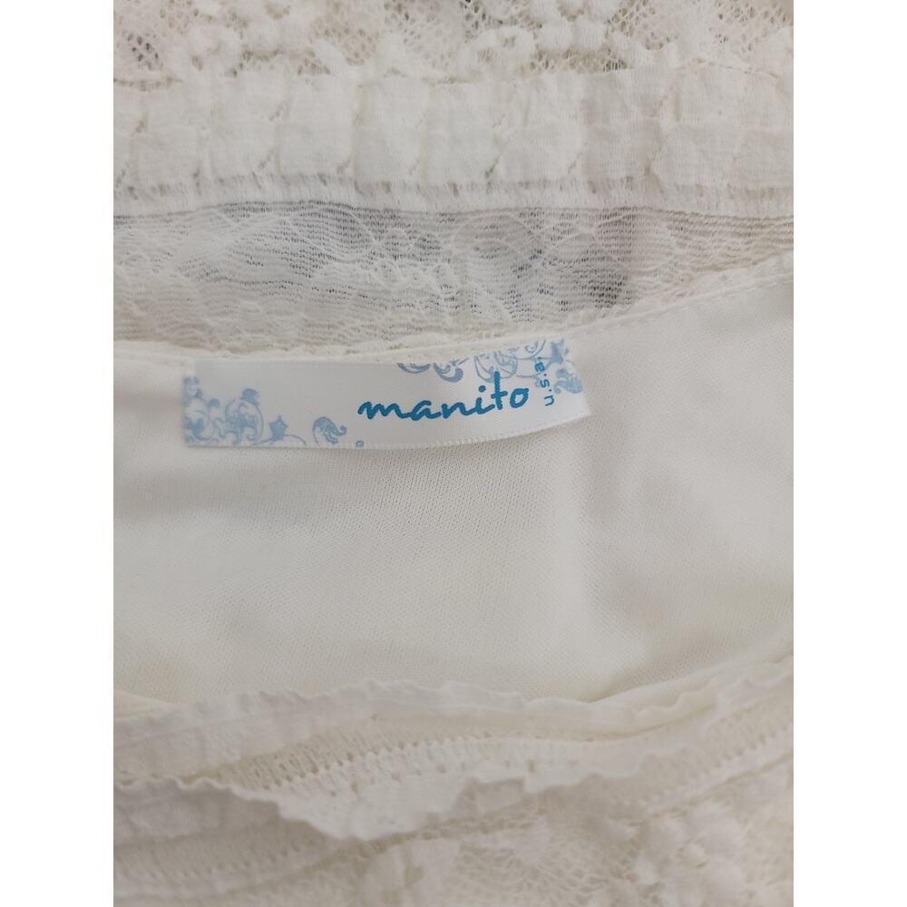 Manito USA Slip Maxi Dress Sz XS/S Ivory Lace Mesh Semi Sheer Whimsycal - Picture 8 of 8